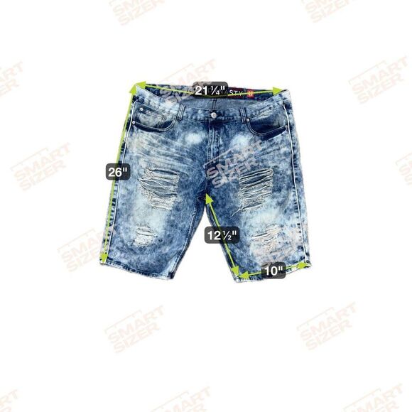 Lion Dynasty Premium Denim Distressed Ripped Acid-Wash Jean Shorts Size 42 Y2K - Picture 6 of 6